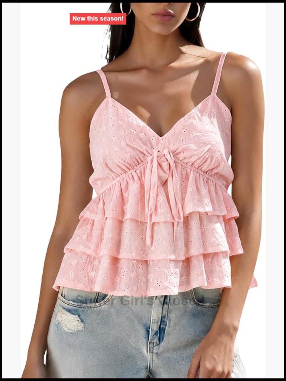 Women Floral Babydoll Tank Top Fairy Ruffle Cami Boho Crop Top